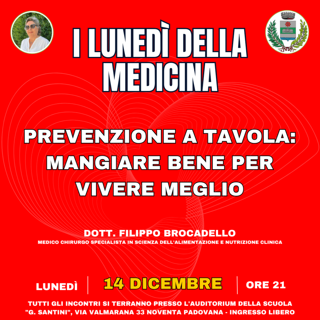 Locandina Lunedì 14 Dicembre 2026 - Prevenzione a tavola: mangiare bene per vivere meglio
